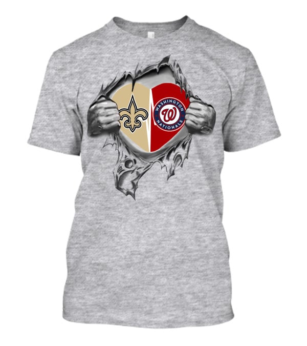 New Orleans Saints Washington Nationals Heart T-Shirt