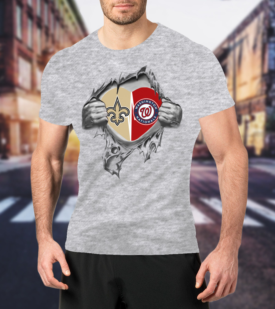New Orleans Saints Washington Nationals Heart T-Shirt