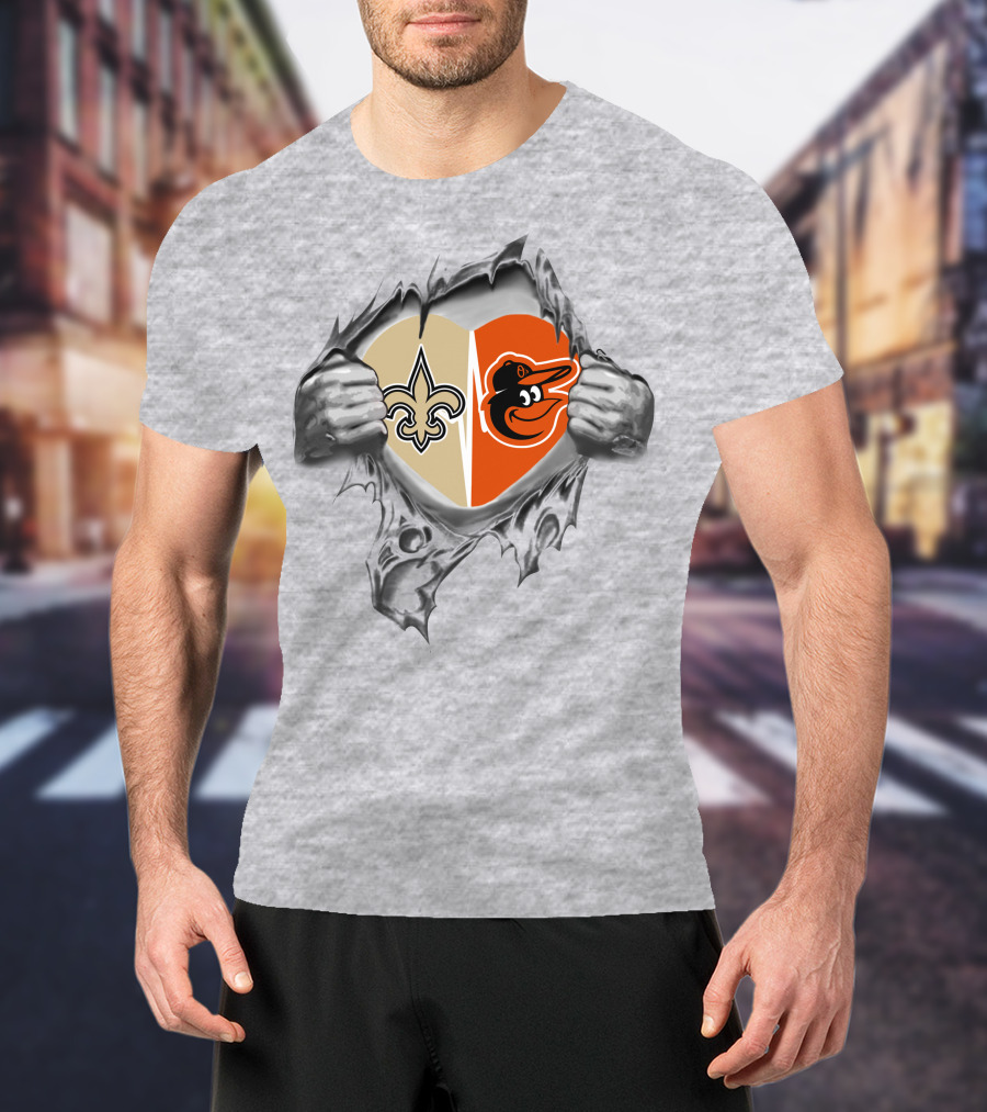 Saints Orioles Heart Symbol T-Shirt