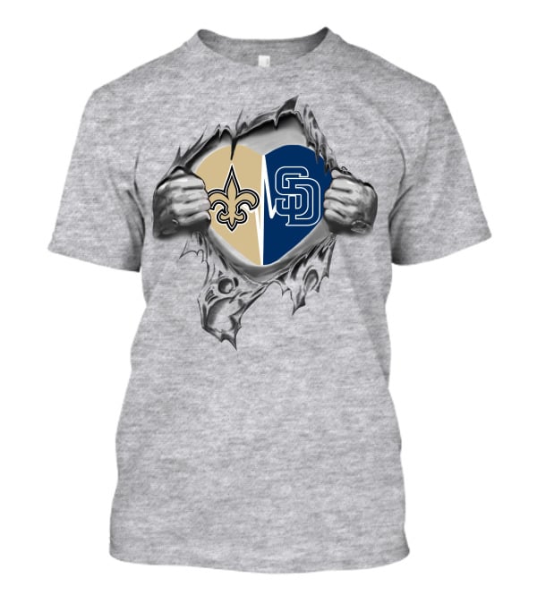 Saints Padres Heart Icon Fleur-de-Lis And Interlocked SD T-Shirt