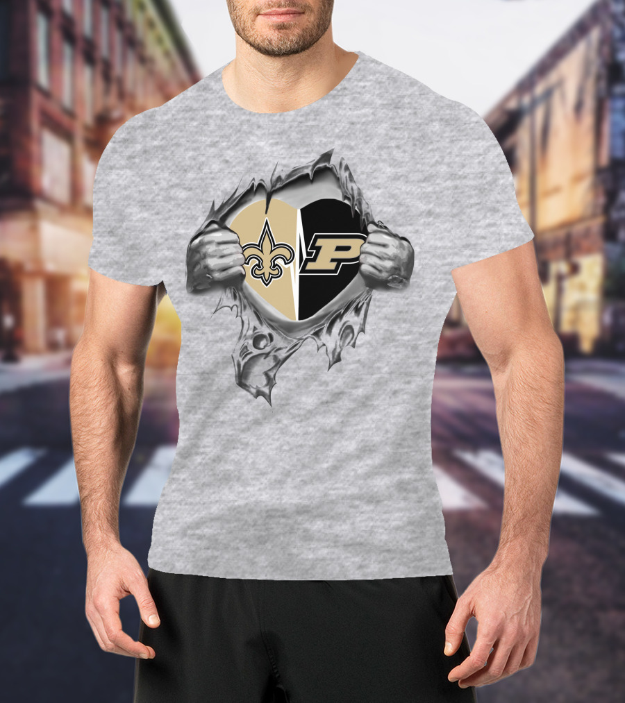 Saints Purdue Heart Rip T-Shirt