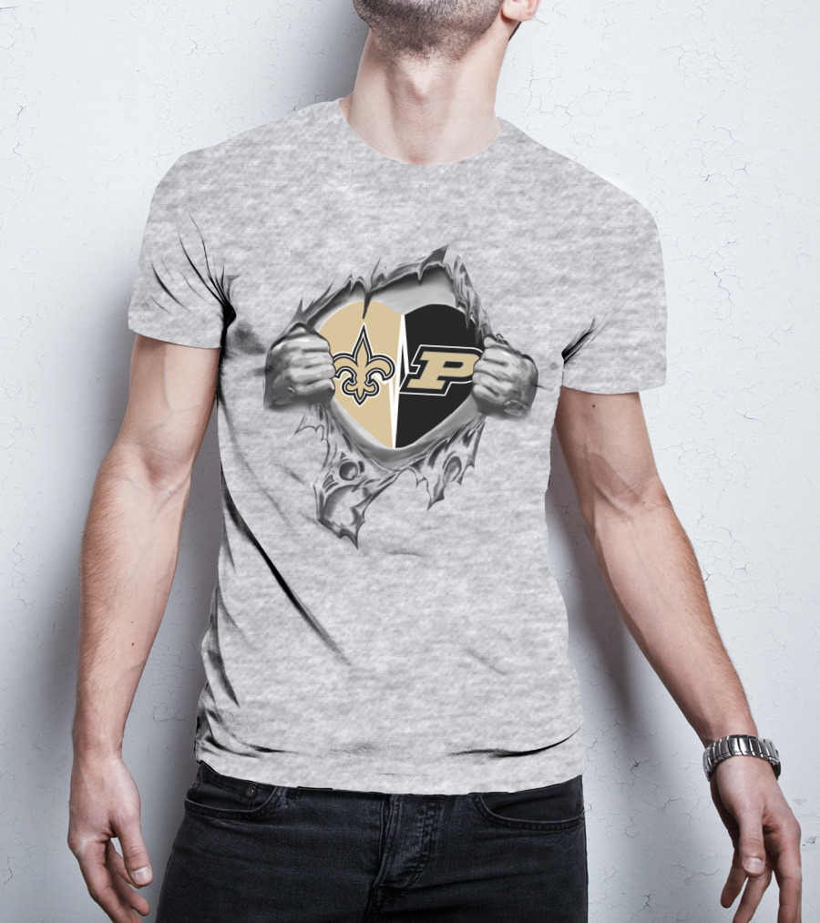 Saints Purdue Heart Rip T-Shirt