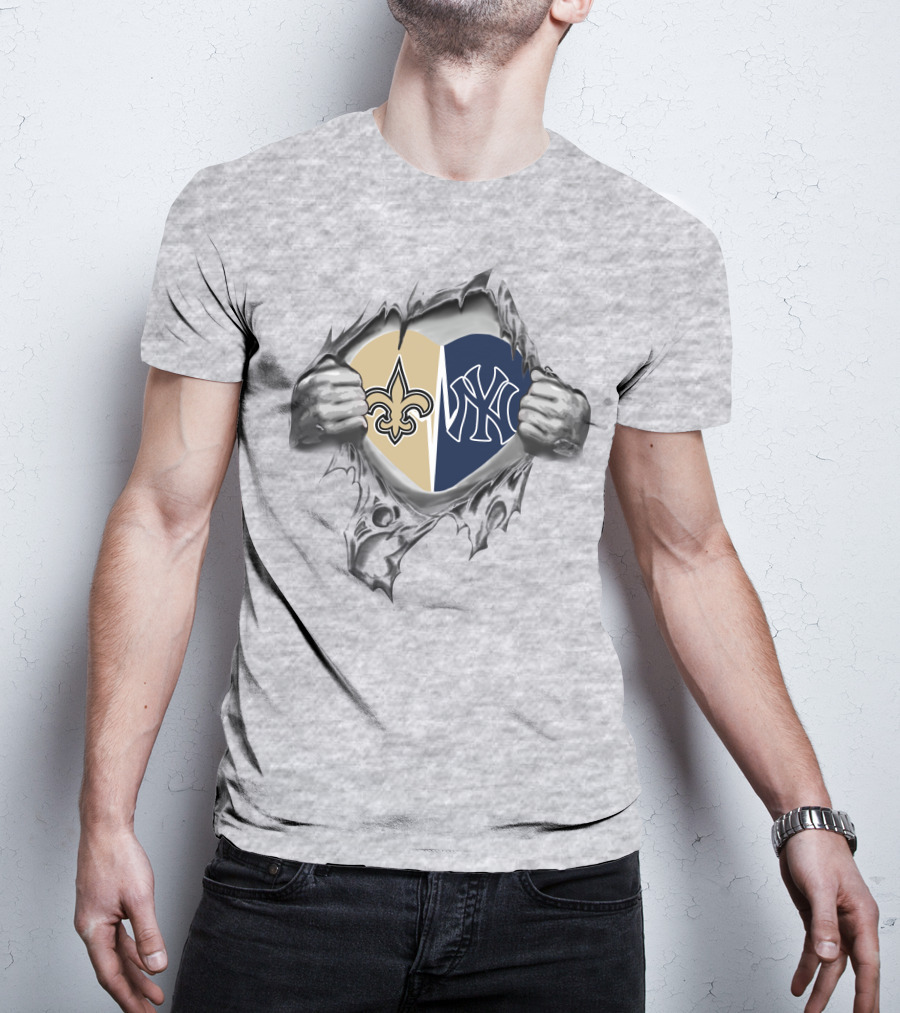 Saints Yankees Heart Torn Open T-Shirt