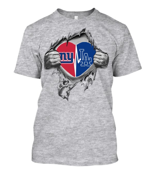 Giants Dodgers NY LA Heart Rip T-Shirt