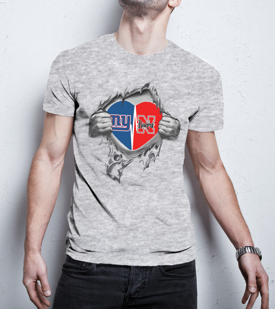 Giants Huskers Heart Split Ny Nebraska Huskers T-Shirt
