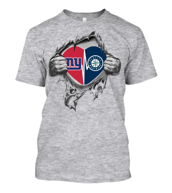 Giants Mariners Heart Torn Revealing T-Shirt
