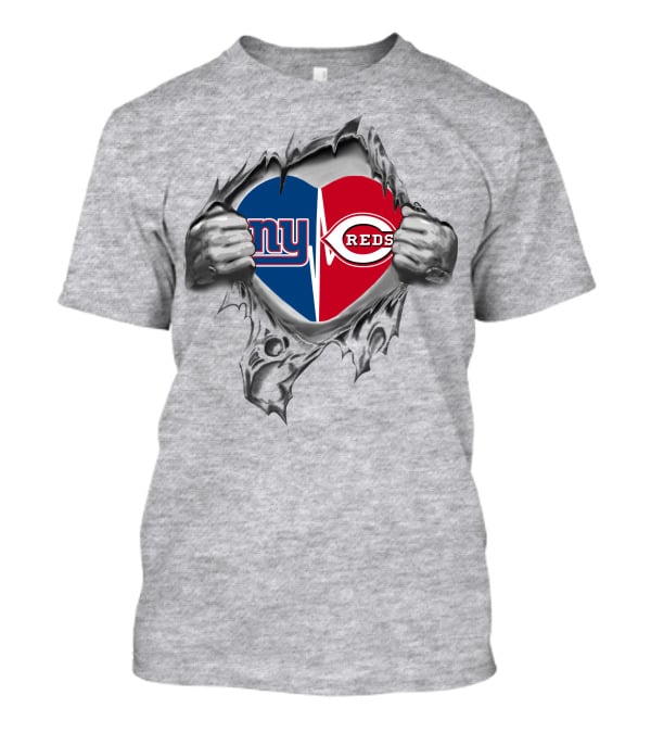 Giants Reds Heartbeat United Fan Passion T-Shirt