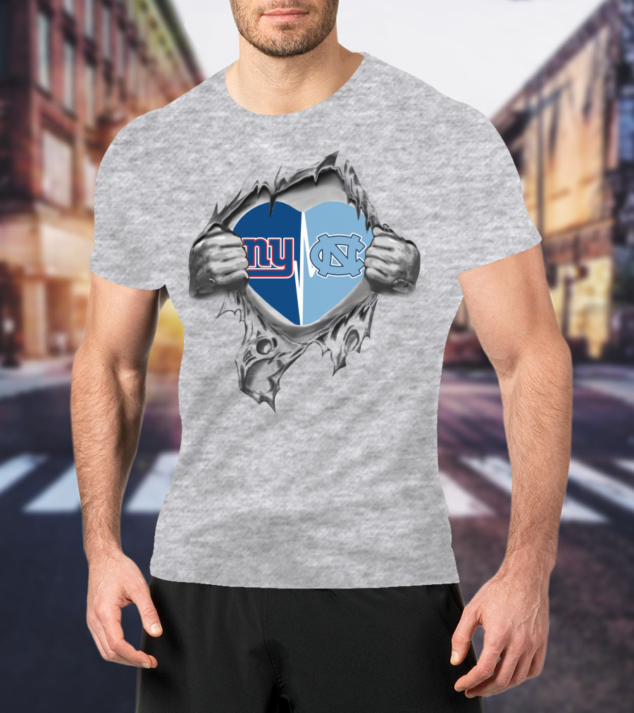 Giants Tar Heels Heart With New York North Carolina T-Shirt