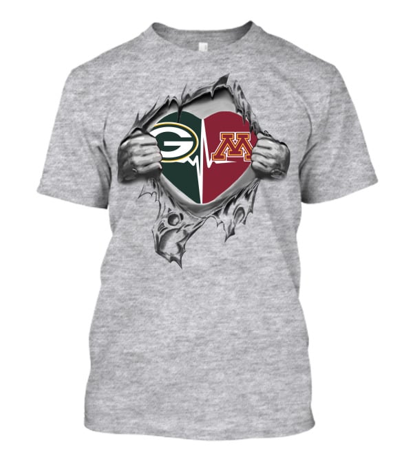 Green Bay Packers Minnesota Gophers Heartbeat T-Shirt