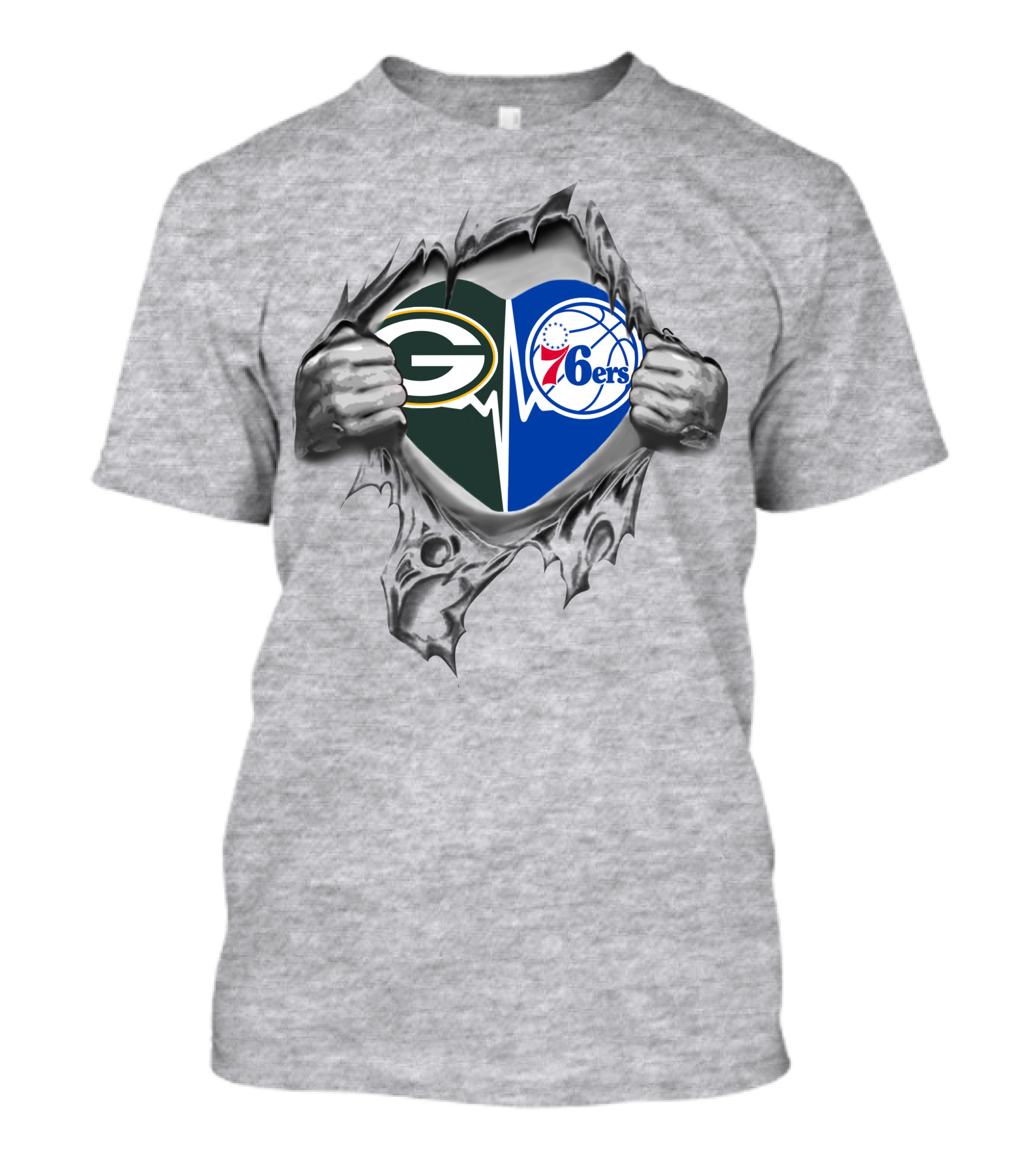 Green Bay Packers Philadelphia 76ers Logo Mashup T-Shirt