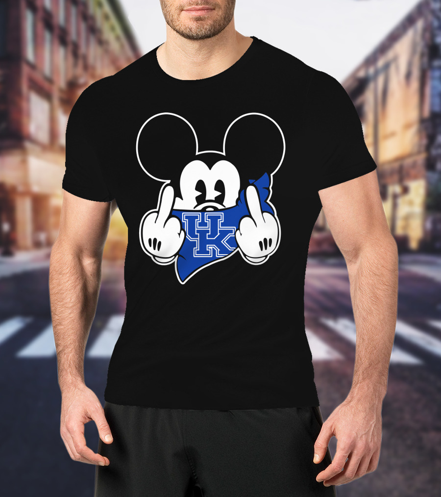 Kentucky Wildcats Mickey Middle Finger Gesture UK T-Shirt