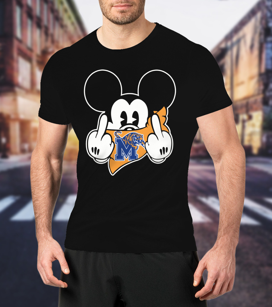 Memphis Tigers Mickey Mouse Logo Bandana Gesture T-Shirt