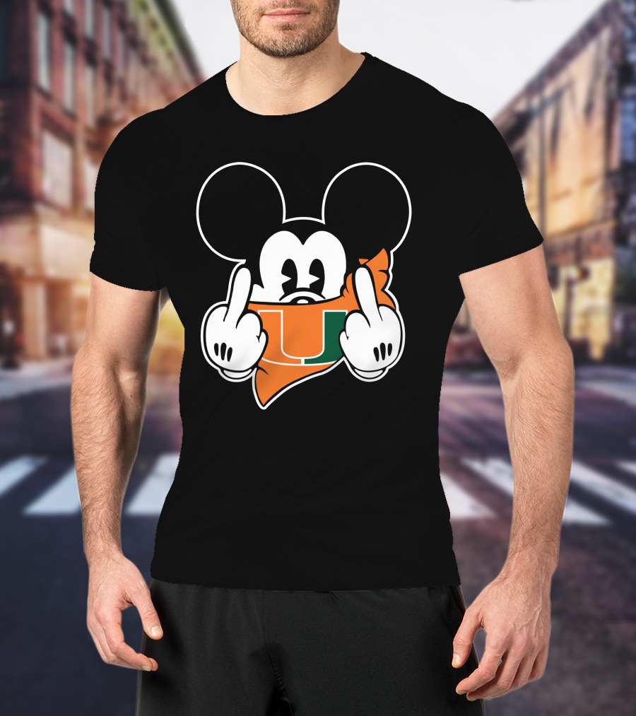 Miami Hurricanes Mickey Mouse U Hand Gesture T-Shirt