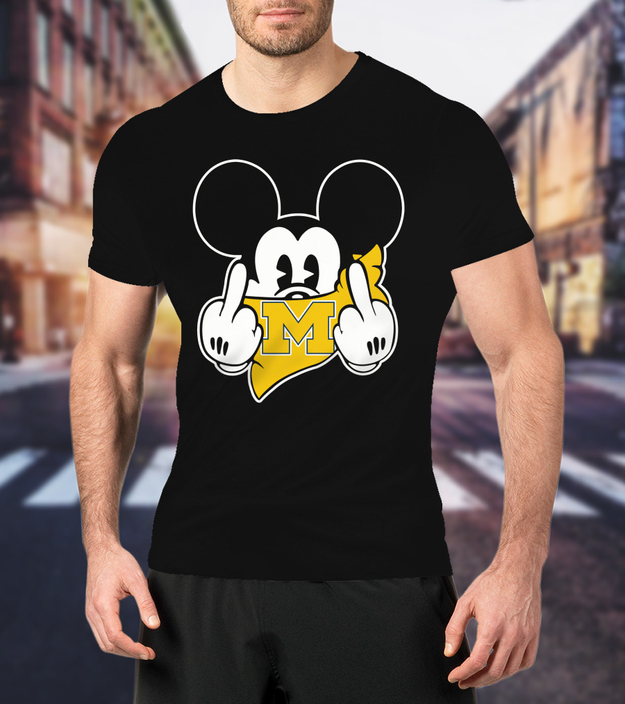 Michigan Wolverines Middle Finger Mickey T-Shirt