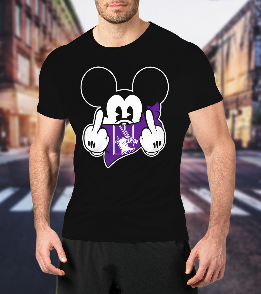 Northwestern Wildcats Mickey Middle Fingers T-Shirt