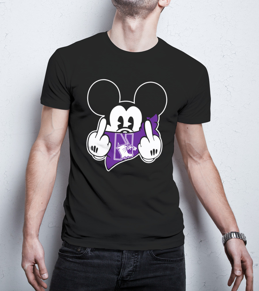 Northwestern Wildcats Mickey Middle Fingers T-Shirt
