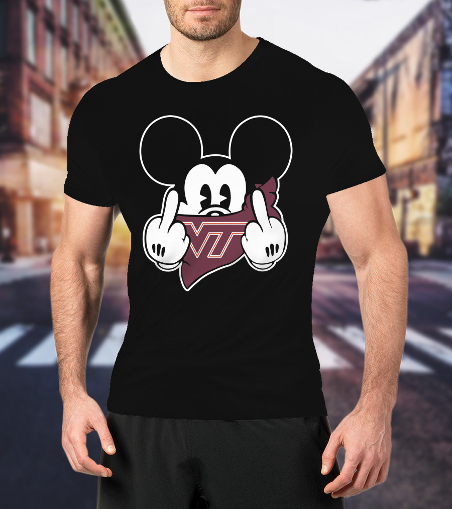 Virginia Tech Hokies VT Mickey Mouse Gesture T-Shirt