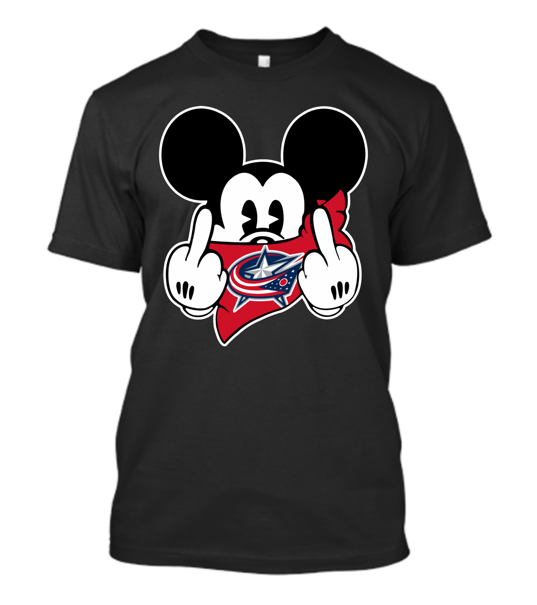 Blue Jackets Mickey Middle Finger T-Shirt