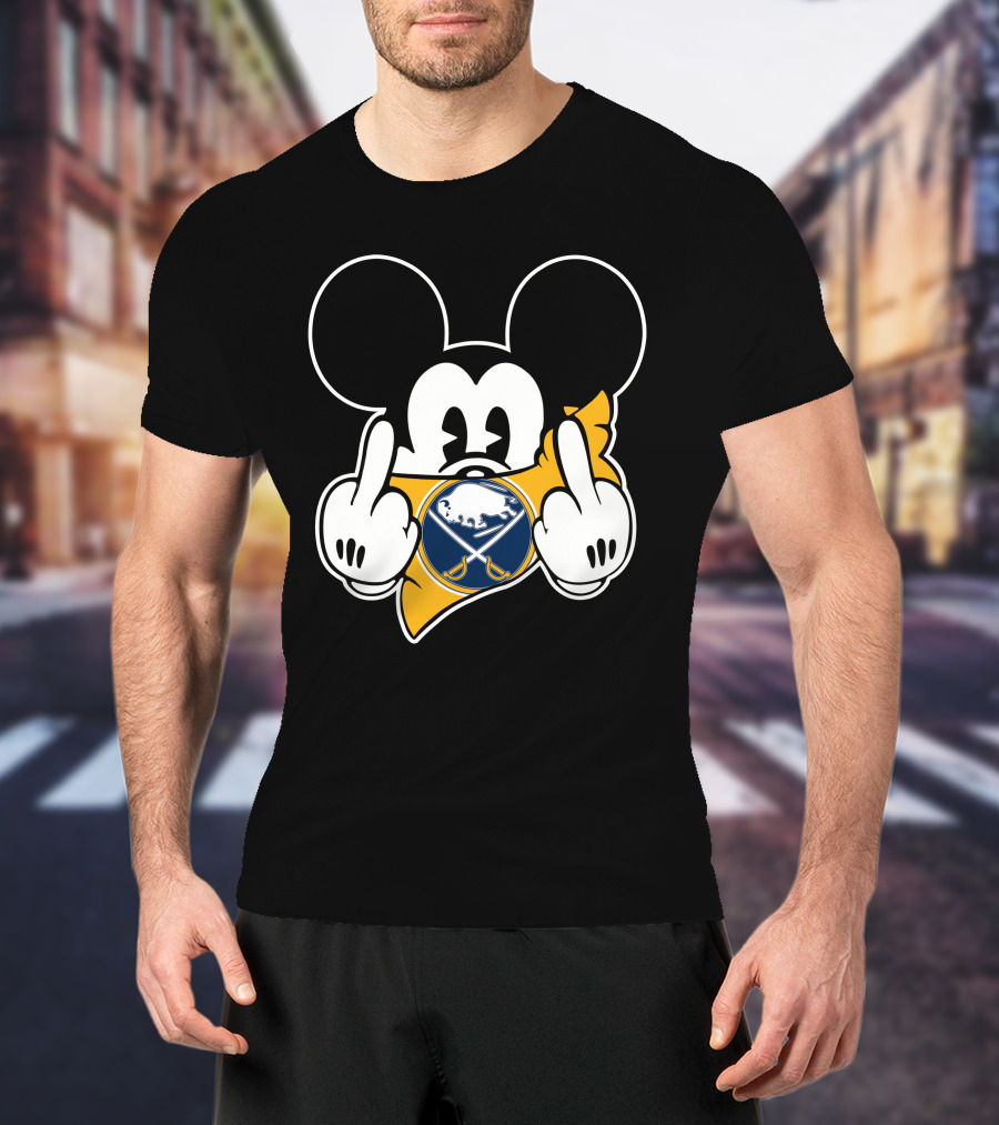 Sabres Hockey Mickey Mouse Middle Finger T-Shirt