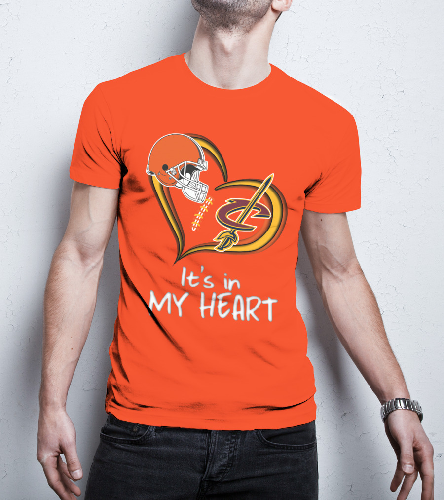 Browns Cavaliers It's In My Heart Football Basketball Cleveland Fan T-Shirt