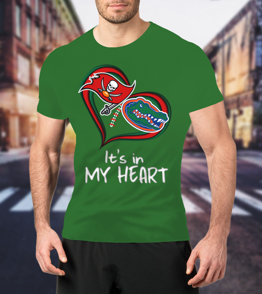 Tampa Bay Buccaneers And Florida Gators It's In My Heart T-Shirt