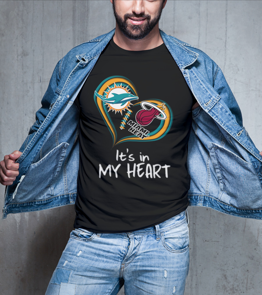 Miami Dolphins And Heat It's In My Heart T-Shirt