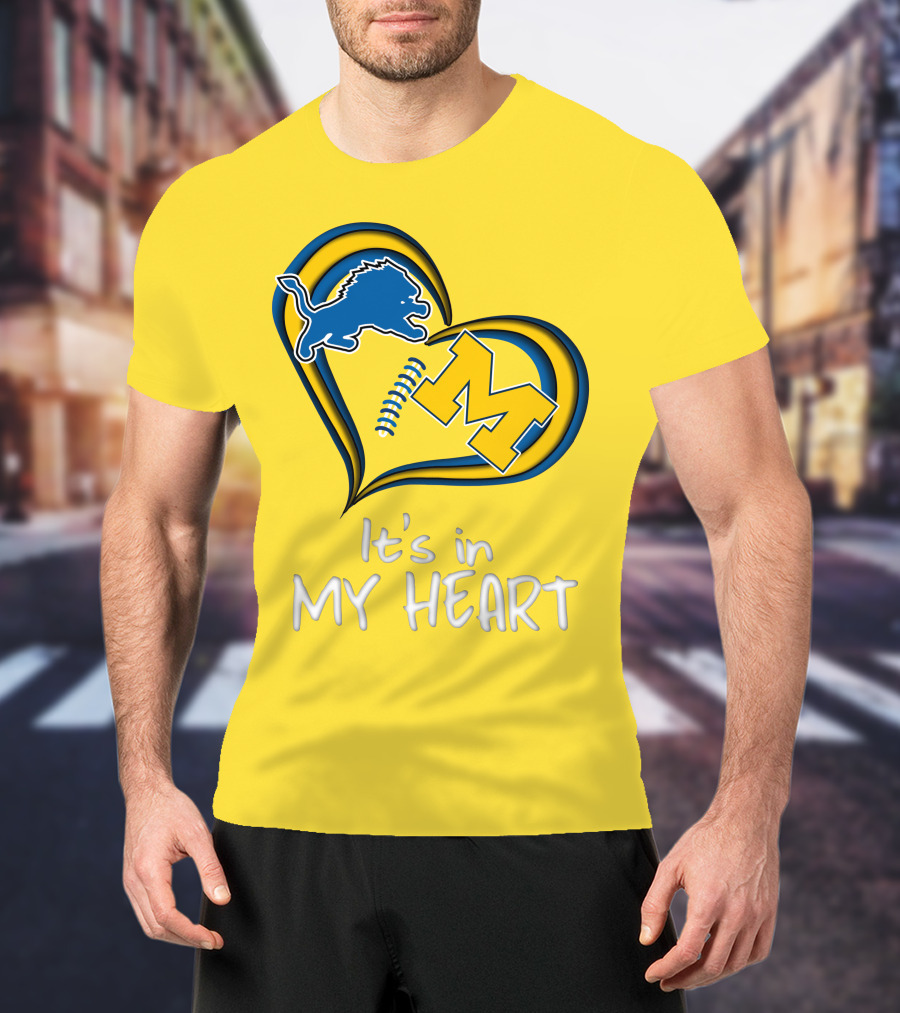 Lions Michigan M Heart It's In My Heart T-Shirt