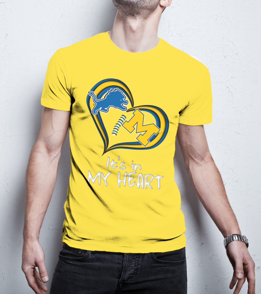 Lions Michigan M Heart It's In My Heart T-Shirt