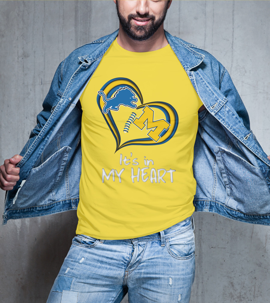 Lions Michigan M Heart It's In My Heart T-Shirt
