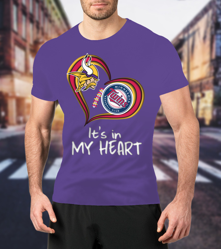 Minnesota Vikings Twins Baseball Club It's In My Heart T-Shirt