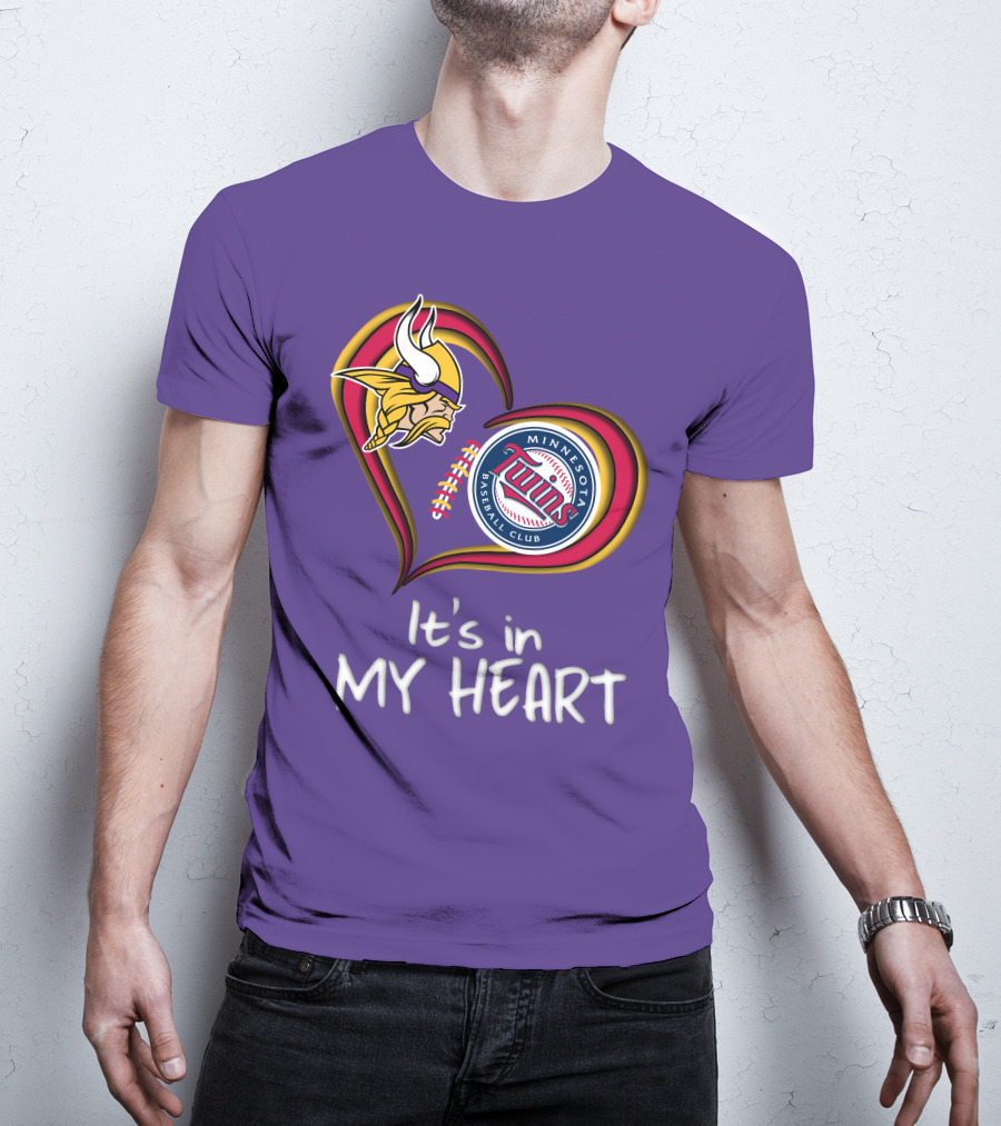 Minnesota Vikings Twins Baseball Club It's In My Heart T-Shirt