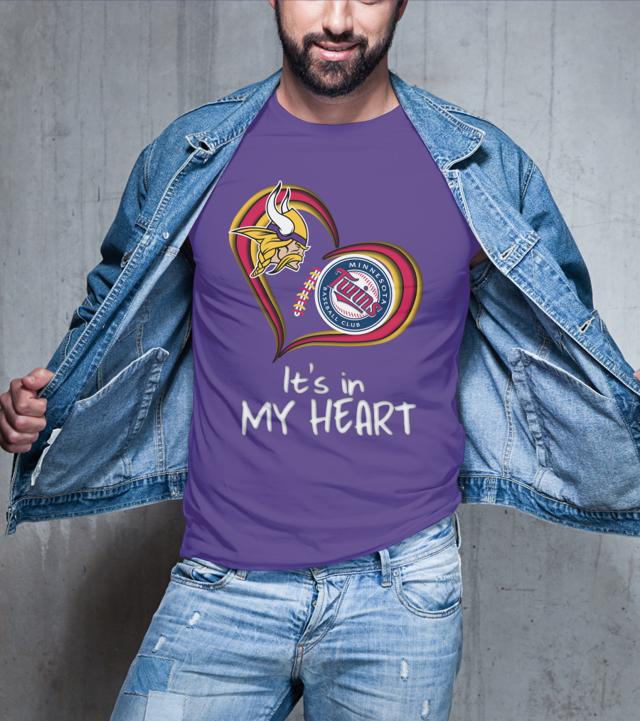 Minnesota Vikings Twins Baseball Club It's In My Heart T-Shirt