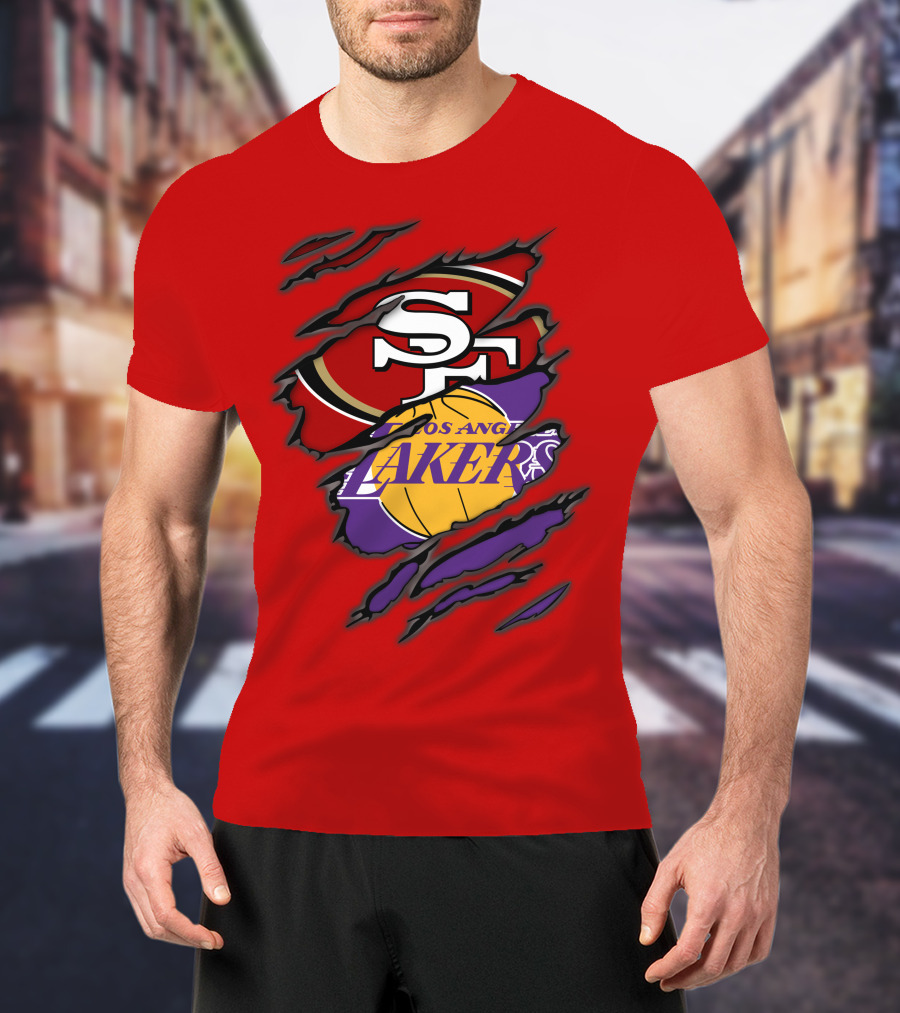 San Francisco 49ers And Los Angeles Lakers Fan T-Shirt