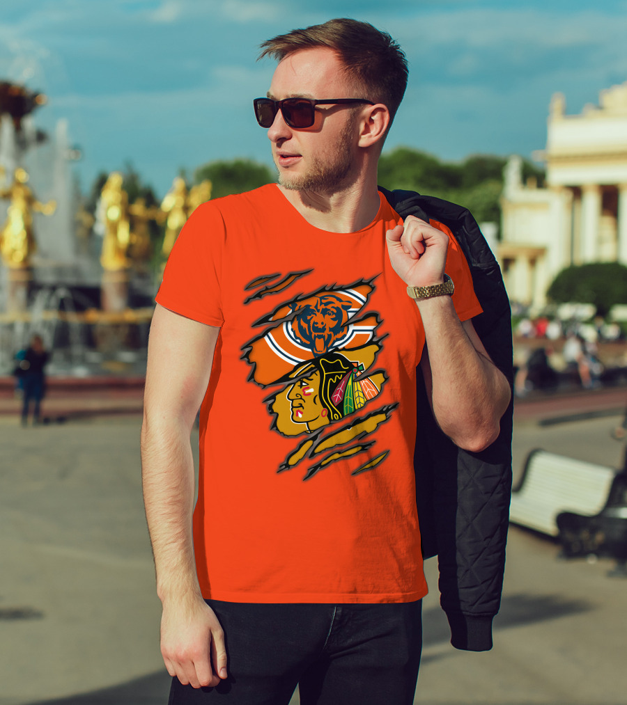 Bears Blackhawks NFL NHL Crossover T-Shirt