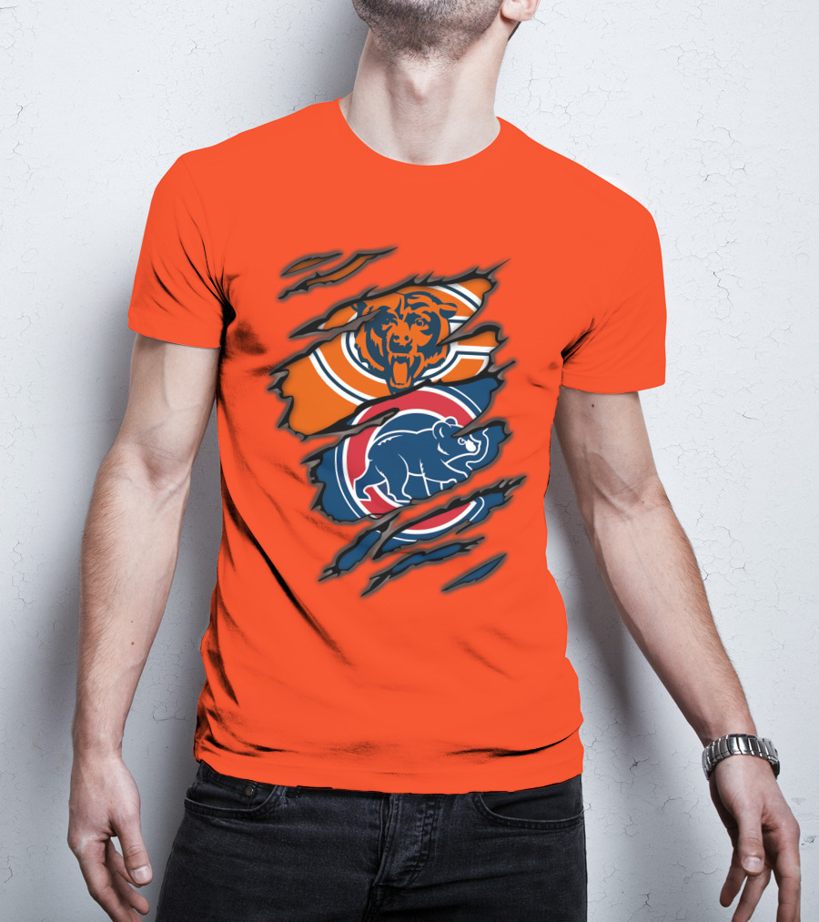 Chicago Bears Cubs Logos Fusion T-Shirt