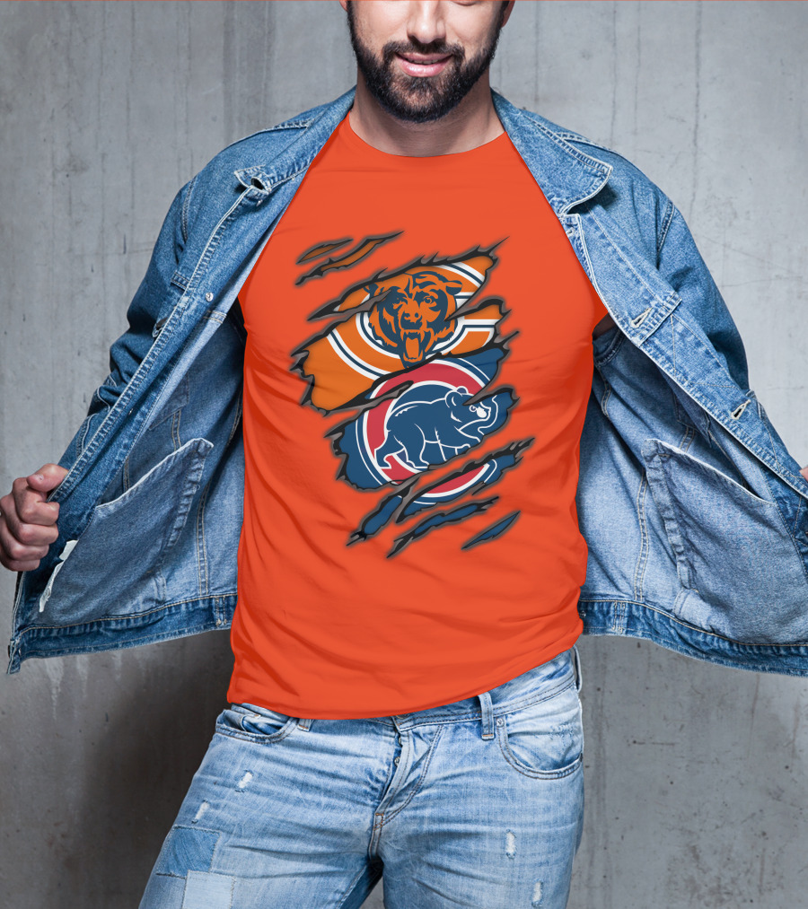 Chicago Bears Cubs Logos Fusion T-Shirt