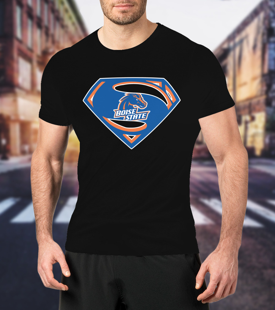 Boise State Superman Boise State Broncos Super Hero Emblem T-Shirt