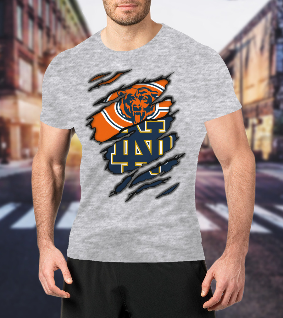 Chicago Bears Notre Dame Fighting Irish Crossover T-Shirt