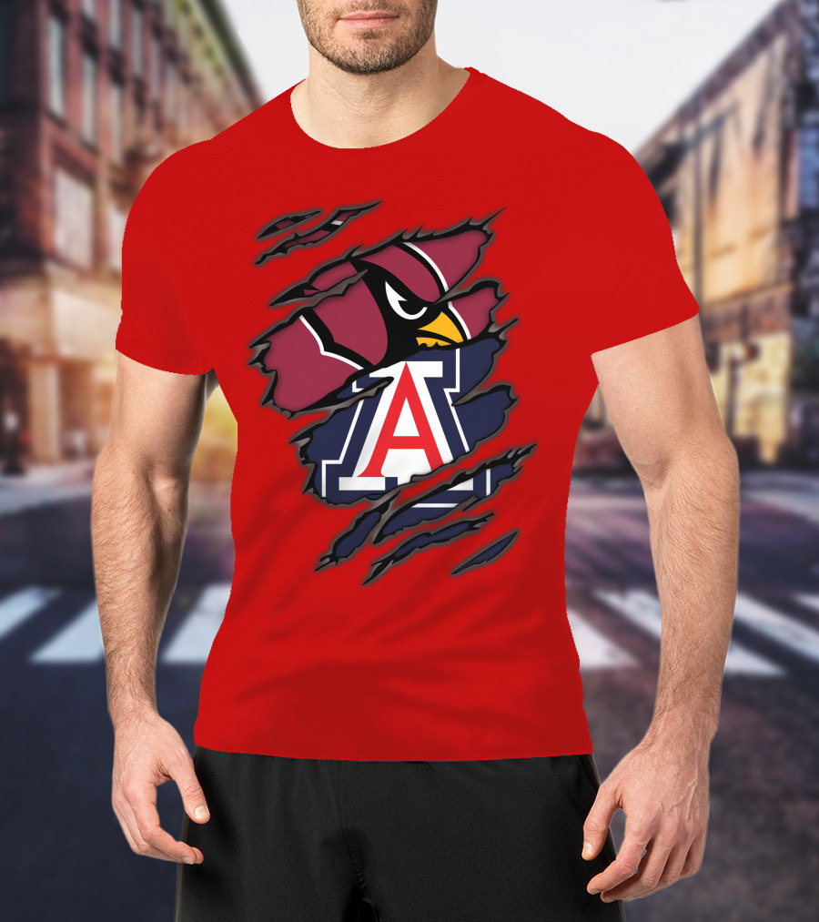Arizona Cardinals University Wildcats Logo Fusion T-Shirt