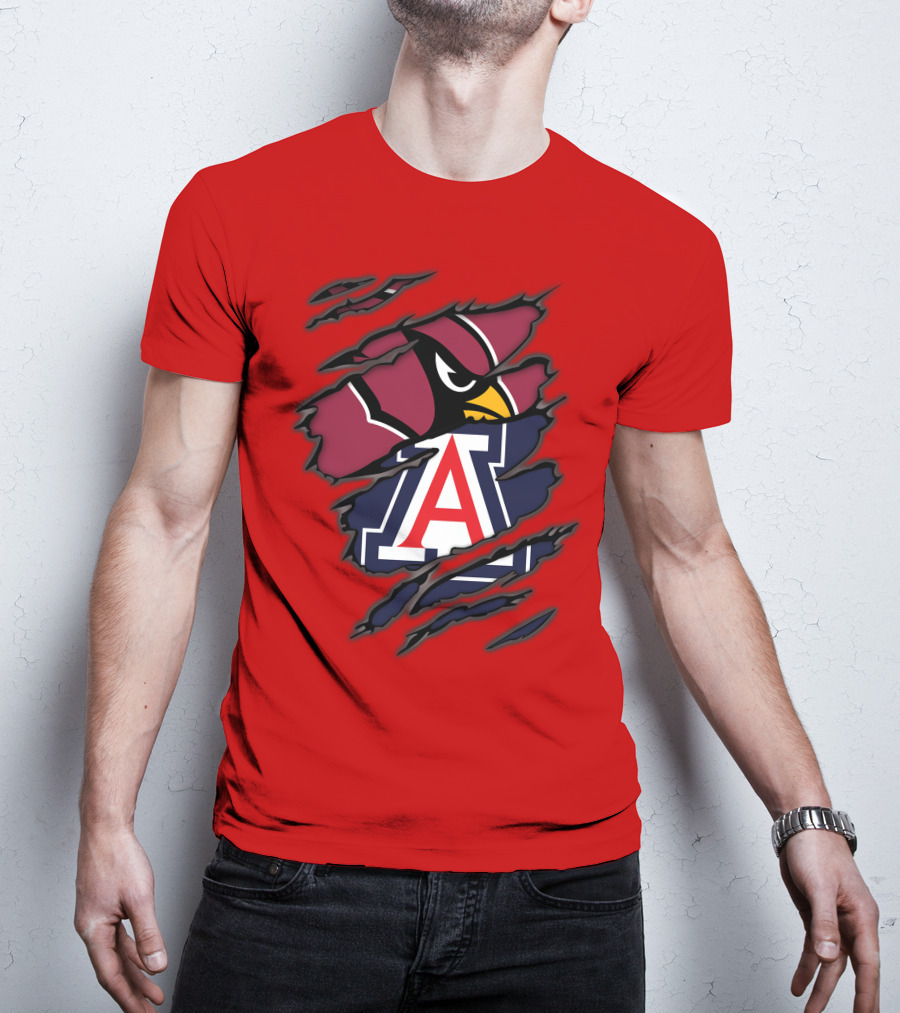 Arizona Cardinals University Wildcats Logo Fusion T-Shirt