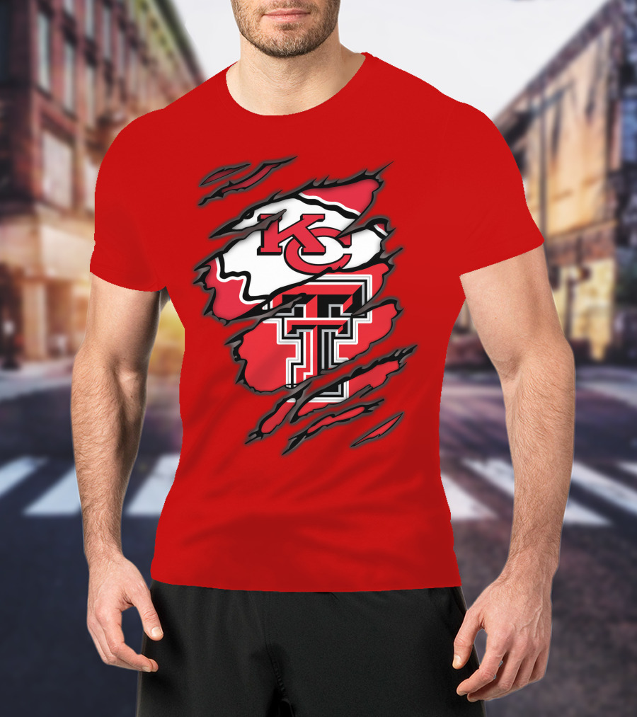 Kansas City Chiefs Texas Tech Red Raiders Logo Fusion T-Shirt