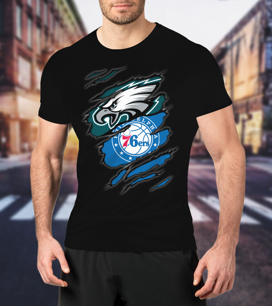 Philadelphia Eagles And 76ers Logos Combo T-Shirt