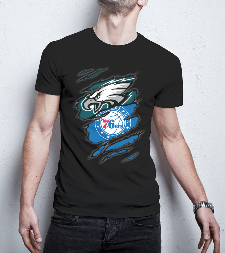 Philadelphia Eagles And 76ers Logos Combo T-Shirt