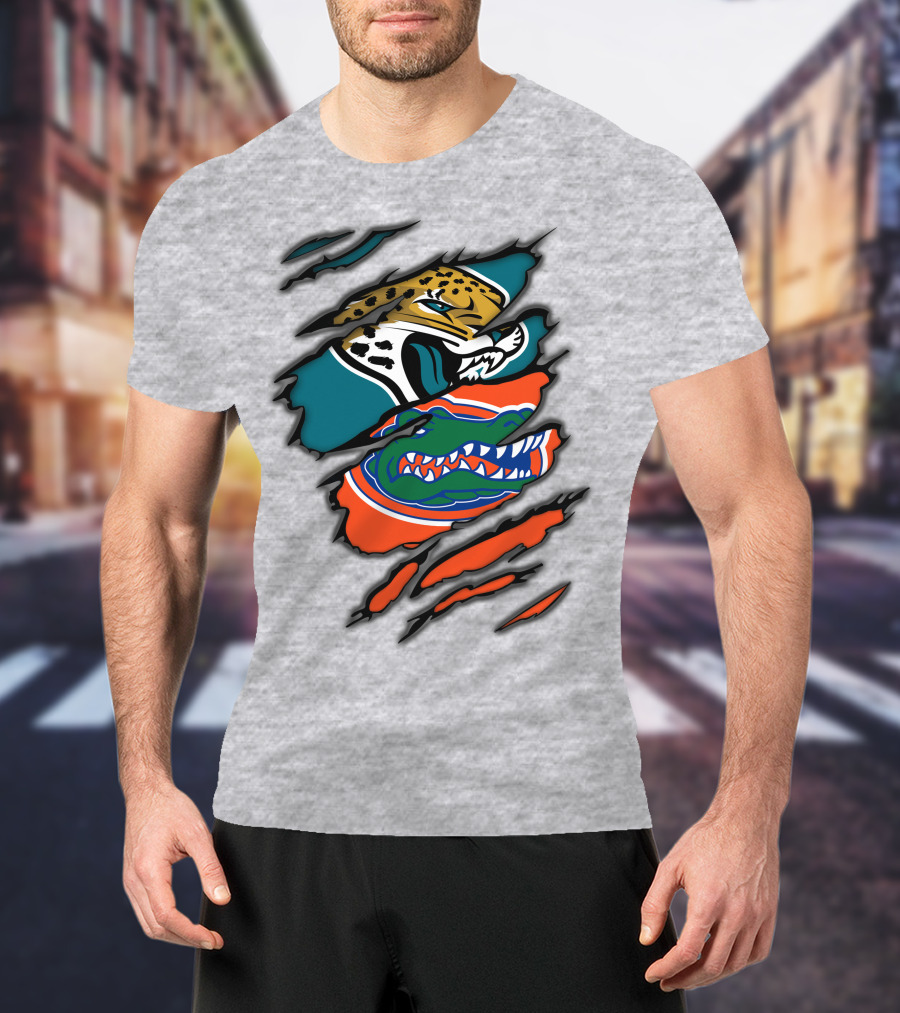 Jacksonville Jaguars Florida Gators Crossover Fan Gear Duo Team Spirit T-Shirt