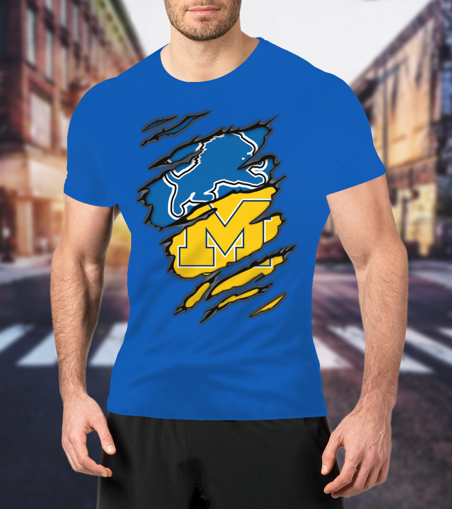Detroit Lions Michigan Wolverines Crossover T-Shirt