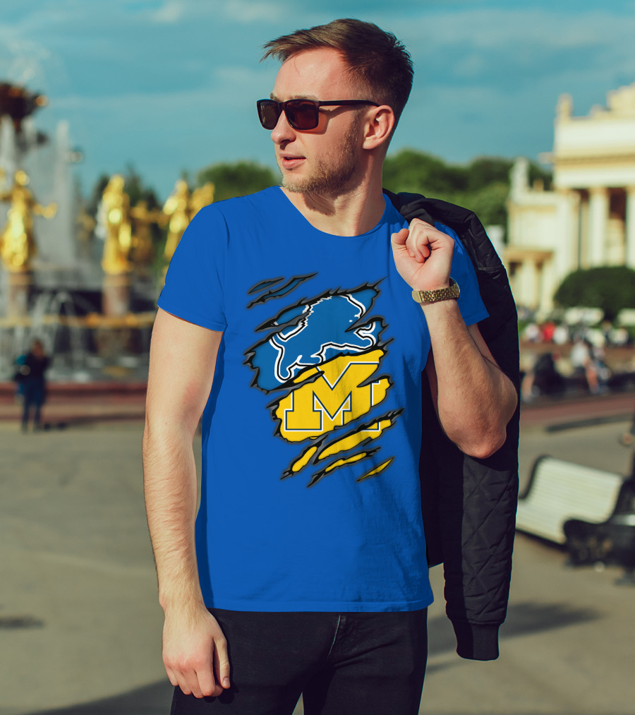 Detroit Lions Michigan Wolverines Crossover T-Shirt