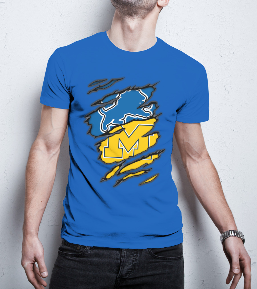 Detroit Lions Michigan Wolverines Crossover T-Shirt