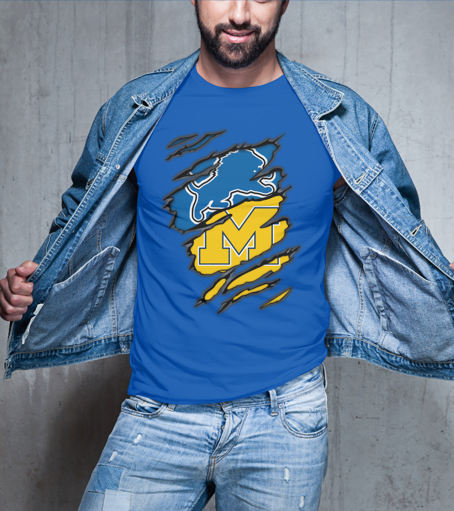 Detroit Lions Michigan Wolverines Crossover T-Shirt
