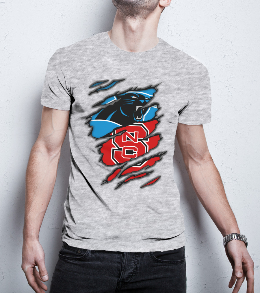 Carolina Panthers Nc State Wolfpack Claw Mark Logo Mashup T-Shirt
