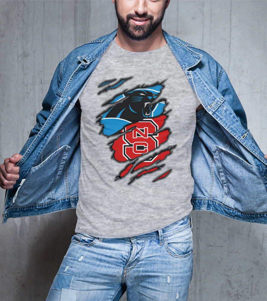 Carolina Panthers Nc State Wolfpack Claw Mark Logo Mashup T-Shirt